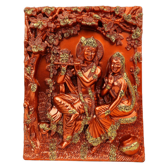 Radha rani Radha krishna Wall Hanging Brown Frame Krishna Radha 3d Photo Frame For Wall Decoration Home Decor 3d Photo Frame