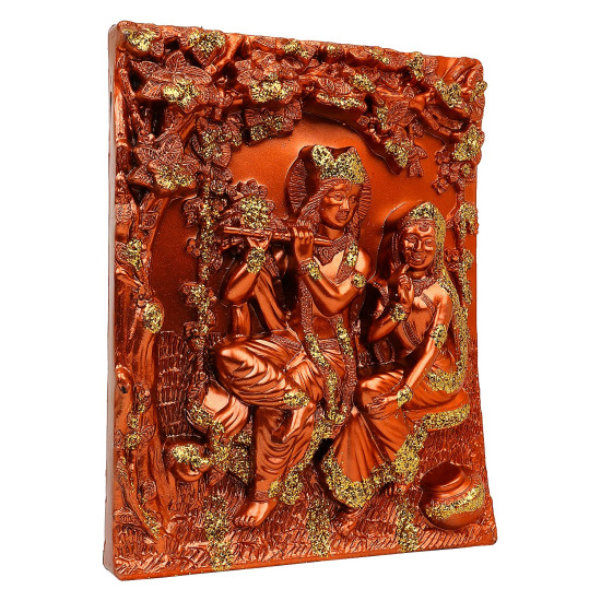 Radha rani Radha krishna Wall Hanging Brown Frame Krishna Radha 3d Photo Frame For Wall Decoration Home Decor 3d Photo Frame