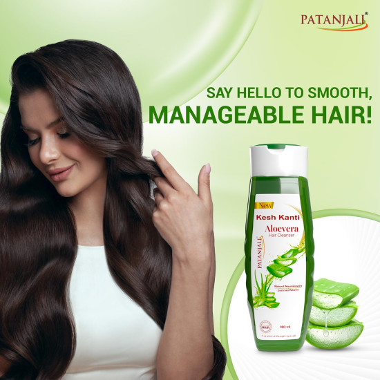 Patanjali Kesh Kanti Aloevera Hair Cleanser 180ML, Natural Nourishing Shampoo, Herbal Care for Healthy Hair, Scalp Cleansers for Men and Women, For All Types