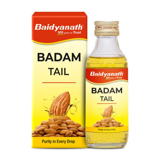 Baidyanath Badam Tail-100ml, Rich in Vitamin-E | Sweet Almond Oil for Healthy Hair & Glowing Skin | Helps & Improve Digestion | Naturally Sourced From Almonds (Pack of 1)