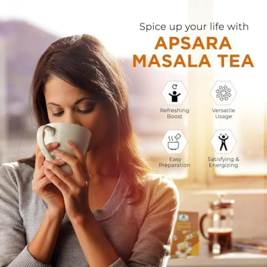 APSARA Instant Tea Premix Masala Chai 36 Sachets | Ready To Drink, Masala Tea Powder | Masala Chai Enriched With 100% Natural Ingredients - Ginger, Cardamom, Black Pepper, Clove, Cinnamon and Nutmeg