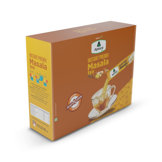 APSARA Instant Tea Premix Masala Chai 36 Sachets | Ready To Drink, Masala Tea Powder | Masala Chai Enriched With 100% Natural Ingredients - Ginger, Cardamom, Black Pepper, Clove, Cinnamon and Nutmeg
