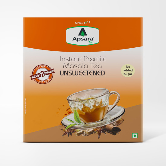 APSARA Instant Tea Premix Unsweetened Masala Tea 36 Sachets|Ready To Drink Tea With No Added Sugar|Enriched with Ginger, Cardamom, Pepper and Indain Spices, Sugar Free Masala Chai, 432 gram