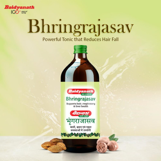 Baidyanath Bhringrajasav Syrup | The Ultimate Ayurvedic Solution for Respiratory Health, Liver Support, and Blood Purification | Helps in Hairfall & Premature Greying | 450 Ml