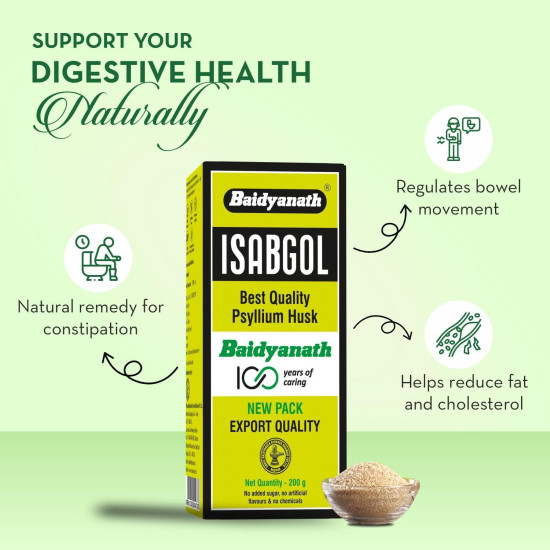 Baidyanath Asli Ayurved Isabgol - Psyllium Husk Powder 200 gm | Boosts Digestion | Constipation Relief Naturally | Rich Source Of Dietary Fiber Supplement (200gm (Pack of 2))