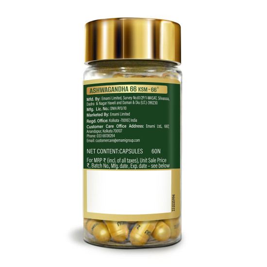 Zandu Ashwagandha KSM-66 (600 mg high dose formula) Tablets | Clinically Proven for 72% Decrease in stress and anxiety levels I Boosts Energy & Strength | 60 tablets I 100% Pure Root Extract