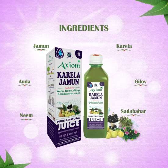 Axiom Karela Jamun Juice | Helps to Control Blood Sugar Level | Cholestrol Care Juice | Diavetic Care | Enriched with Pure and Natural Karela & Jamun Herbs | 1Ltr (Pack of 3)
