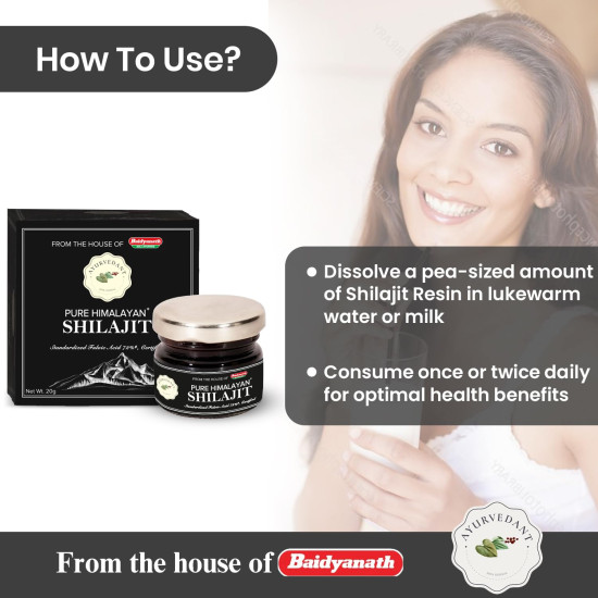 Baidyanath Ayurvedant Pure Himalayan Shilajit Resin, 20g - Standardized and Certified for Purity | Helps in boosting Stamina