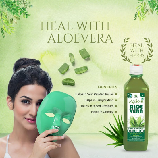 Axiom Ayurveda Aloevera Juice -1L (Pack Of 2) | Rejuvenates Skin and Hair | Natural tonic for Immunity Boost | Helpful For Liver & Digestive Health | Supprts Detoxifies Body