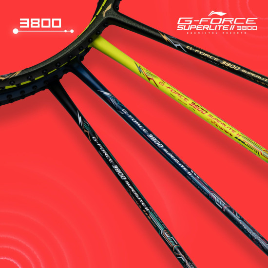 Li-Ning Li-Ning G-Force 3800 II Superlite Unstrung Badminton Racket with Full Cover | 5U | Maximum Tension ≤ 30 Lbs (Lime/Black)