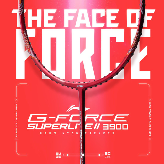 Li-Ning Li-Ning G-Force 3800 II Superlite Unstrung Badminton Racket with Full Cover | 5U | Maximum Tension ≤ 30 Lbs (DarK Red/Navy)