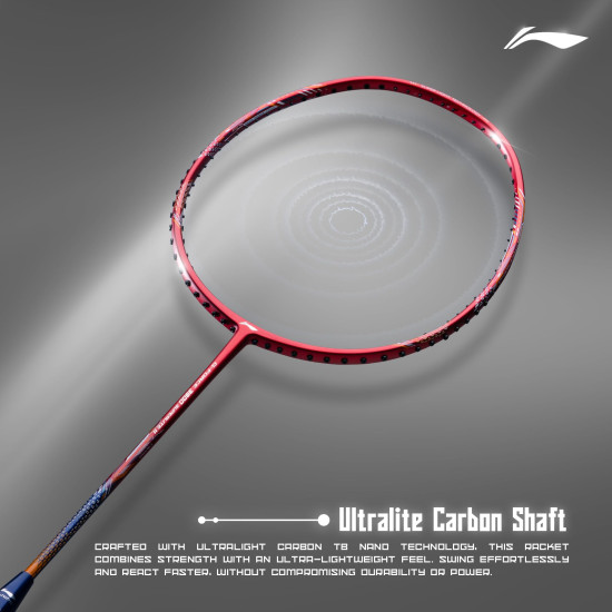 Li-Ning Li-Ning G-Force 3800 II Superlite Unstrung Badminton Racket with Full Cover | 5U | Maximum Tension ≤ 30 Lbs (DarK Red/Navy)