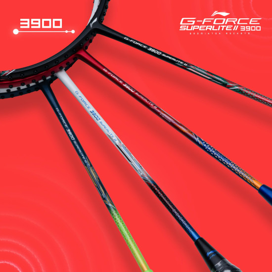 Li-Ning Li-Ning G-Force 3800 II Superlite Strung Badminton Racket with Full Cover | 5U | Maximum Tension ≤ 30 Lbs (Dark Grey/Red)