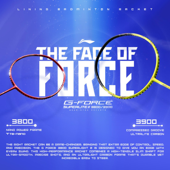 Li-Ning Li-Ning G-Force 3800 II Superlite Strung Badminton Racket with Full Cover | 5U | Maximum Tension ≤ 30 Lbs (Dark Grey/Red)
