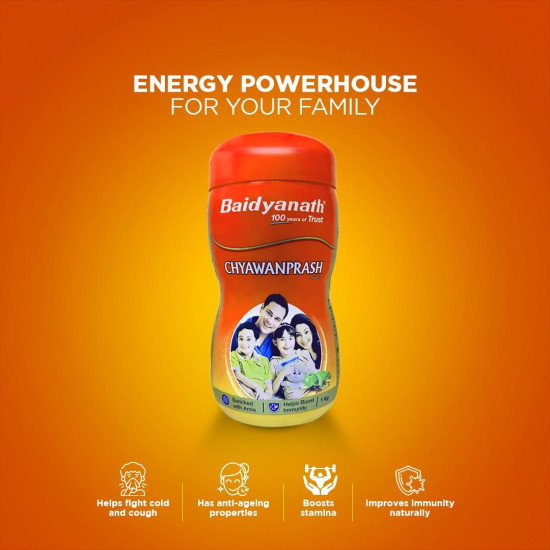 Baidyanath Ayurved Chyawanprash Avleha 1 KG | Helps in Improves Respiratory and Digestive Health, Strength and Stamina | Enriched with 39 Vital Ayurvedic Herbs like Amla, Asvagandha