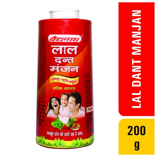 Baidyanath Asli Ayurved Lal Dant Manjan Powder - 200g | Ayurvedic Toothpowder, White Teeth & Oral Care| | Trusted Brand with 108 Years Legacy