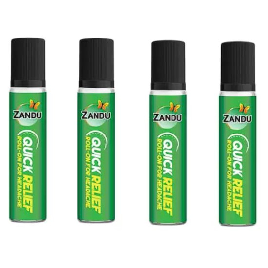 ZANDU Relief Roll-on For Headache Balm 4 x 9 ml Packs Liquid