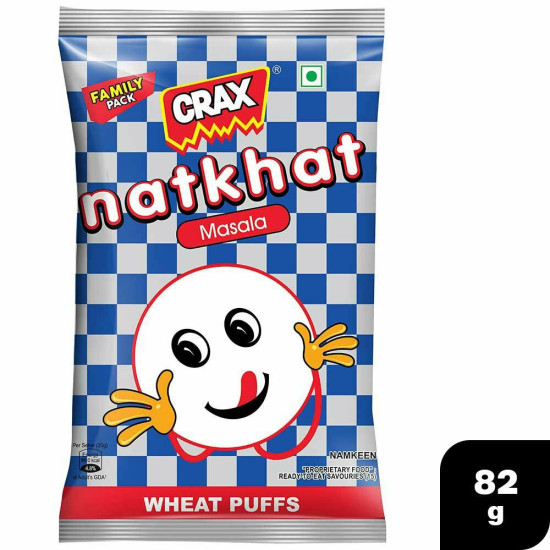 Crax Natkhat - Masala Wheat Puffs 82 g - Low-Fat Whole Wheat Snack