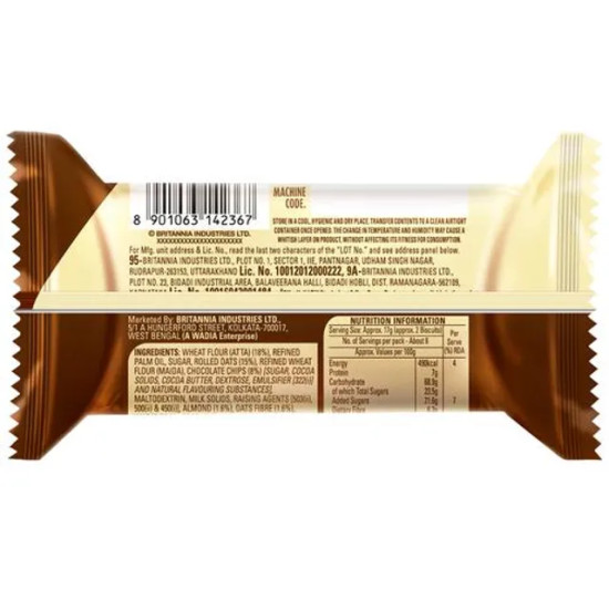 Britannia NutriChoice Oats Cookies - Chocolate & Almonds, Fibre Rich Snack