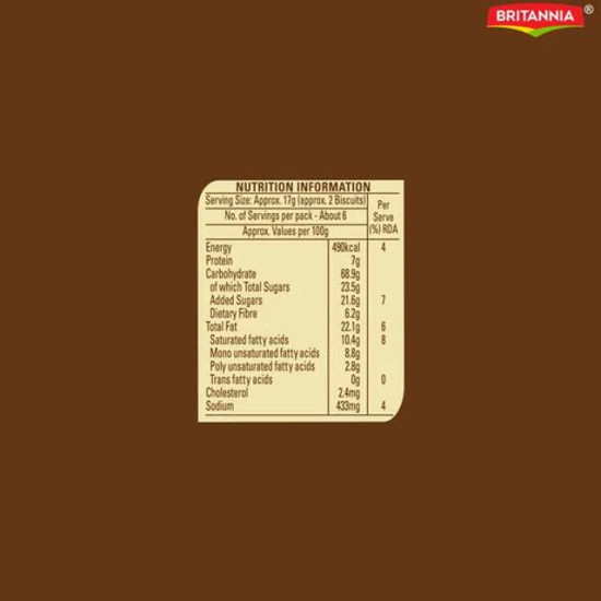 Britannia NutriChoice Oats Cookies - Chocolate & Almonds, Fibre Rich Snack