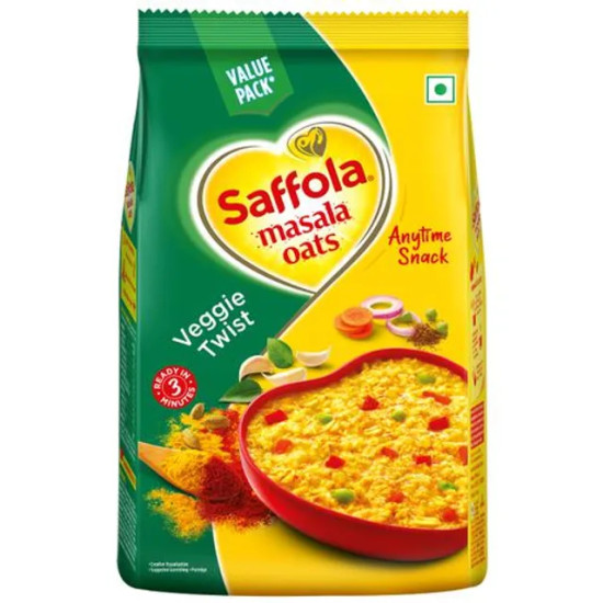 Saffola Masala Oats - Tasty Evening Snack, Fibre Rich, Veggie Twist, 1 kg