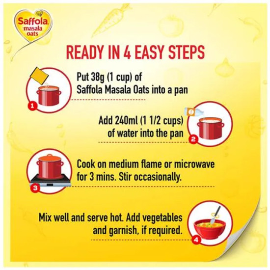 Saffola Masala Oats - Tasty Evening Snack, Fibre Rich, Veggie Twist