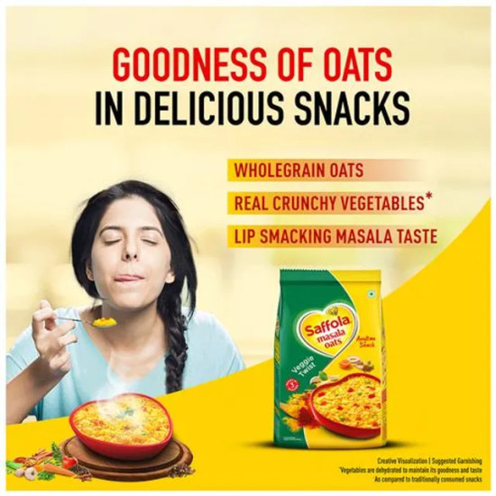 Saffola Masala Oats - Tasty Evening Snack, Fibre Rich, Veggie Twist