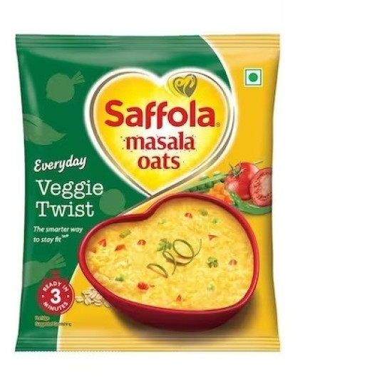 Saffola Veggie Twist Instant Masala Oats 38 g - Delicious & Nutritious Saffola Veggie Twist Instant Masala Oats 38 g - Delicious & Nutritious