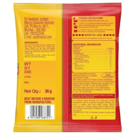 Saffola Peppy Tomato Instant Masala Oats 38 g - Luscious and Tangy Flavor