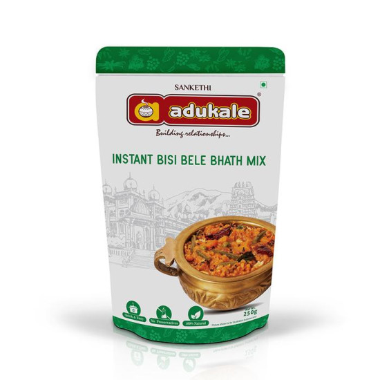 Adukale Karnataka Instant Bisi Bele Bhath Mix - Authentic Flavors, 250gm