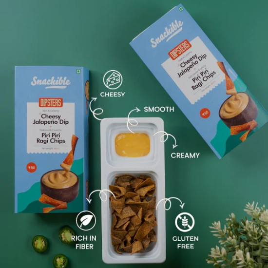 Peri Peri Ragi Chips with Cheesy Jalapeno Dip - Spicy & Cheesy Delight