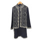 Men's Black Creamy White Printed Designer Bandhgala Set - Elegant Wedding & Festival Wear