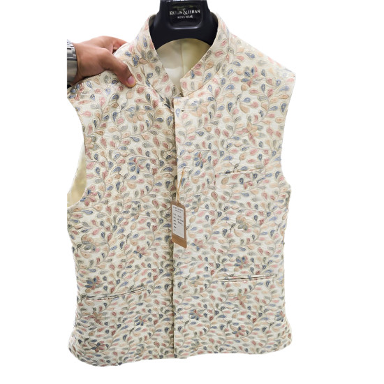 Men's Multicolored Bel Butti Nehru Jacket - Perfect for Weddings & Festivals