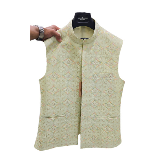 Men's Multicolored Digital Printed Designer Nehru Jacket - Perfect for Weddings & Festivals