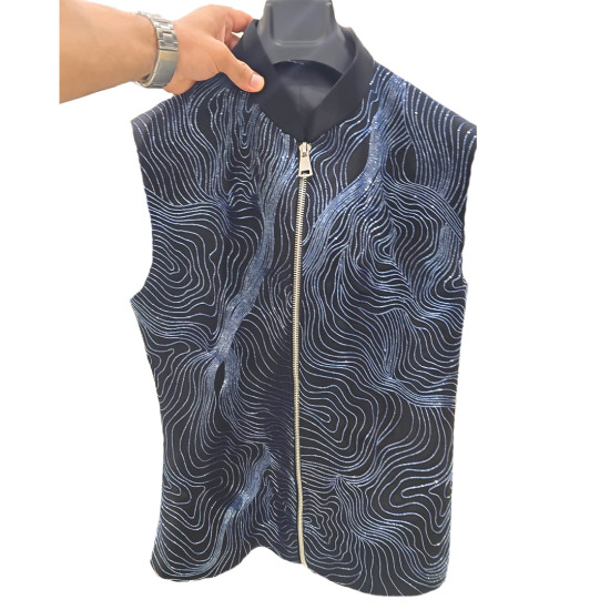 Men's Black Abstract Printed Designer Nehru Jacket - Perfect for Weddings & Festivals