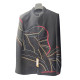 Men's Black Abstract Printed Designer Blazer - Elegant Wedding Attire