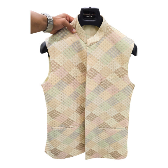 Customized Men's Multicolored Digital Printed Designer Nehru Jacket - Perfect for Weddings & Festivals