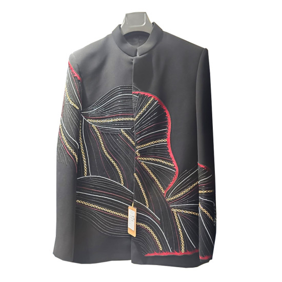 Customized Men's Black Abstract Printed Designer Blazer - Perfect for Special Occasions