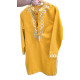 Customized Men's Yellow Neck Abstract Printed Designer Kurta Set - Perfect for Weddings and Functions