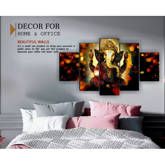 Lord Ganesha Art Print Self Adhesive MDF Painting - Vibrant Modern Art