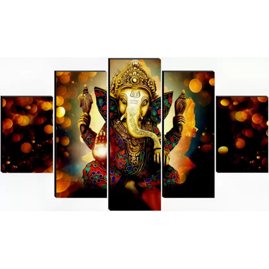 Lord Ganesha Art Print Self Adhesive MDF Painting - Vibrant Modern Art