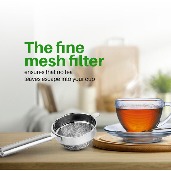 NeuOrigin Stainless Steel Strainer - Ergonomic Handle for Easy Grip NeuOrigin Stainless Steel Strainer - Ergonomic Handle for Easy Grip