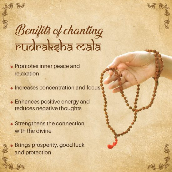 NeuOrigin Sacred Rudraksha Mala - 108 Beads 5 Mukhi - Handmade for Spiritual Awakening