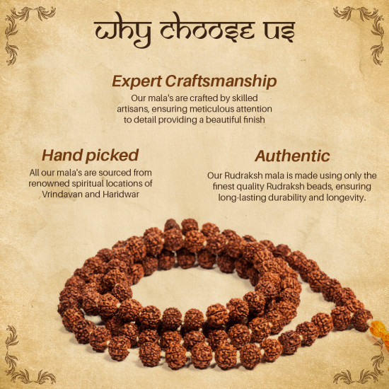 NeuOrigin Sacred Rudraksha Mala - 108 Beads 5 Mukhi - Handmade for Spiritual Awakening