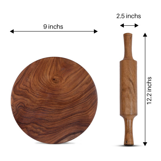 NeuOrigin Sheesham Wood Chakla Belan - Durable & Natural Chapati Prep Set