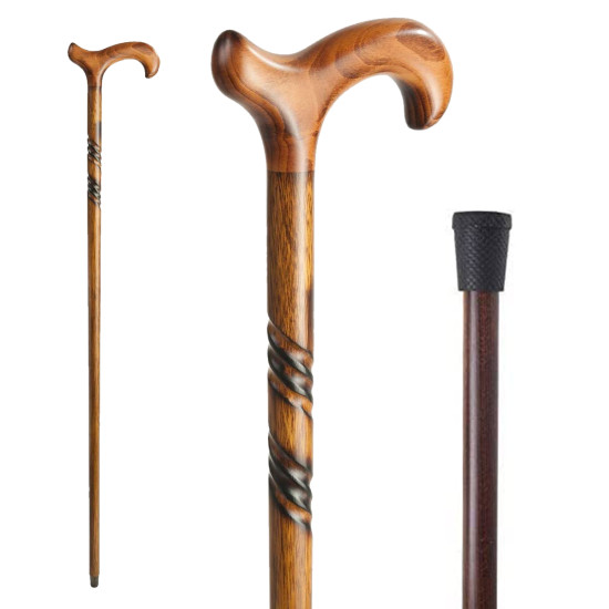 NeuOrigin Wooden Walking Stick - Handmade Cane for Elders