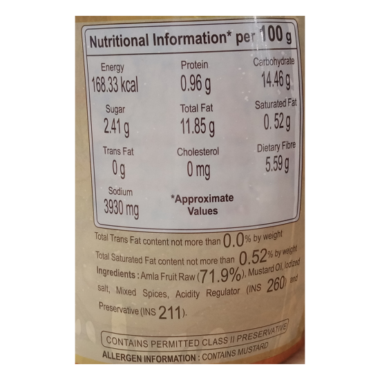 Patanjali Amla Pickle 500 g - Authentic Indian Flavor